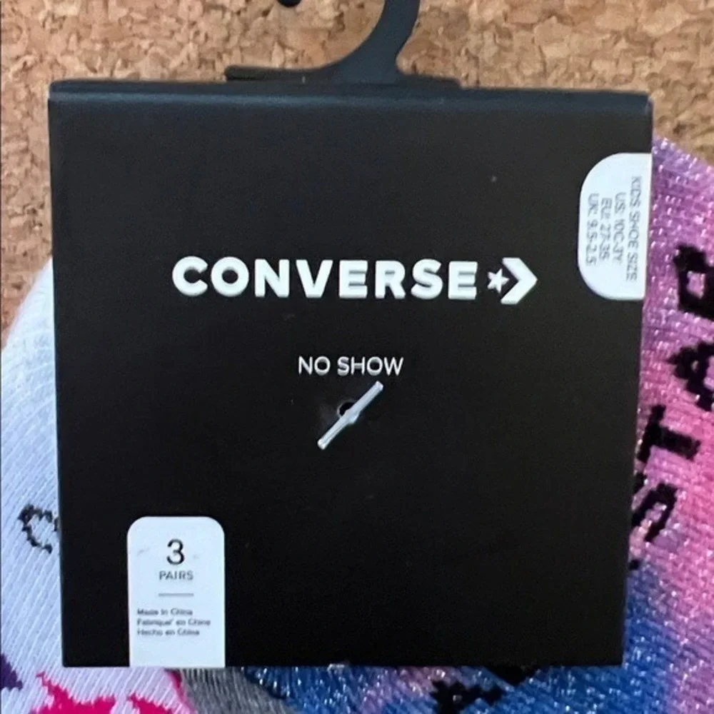 Converse No Show Socks Kids 10C-3Y Multicolor NEW 3-Pack Galaxy Logo Metallic